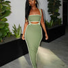 Weird Puss Summer Trend 2 Piece Set Women White Edging Strapless Tops+Shoulder Straps Dress Stretch Matching Streetwear Outfits