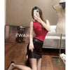 Black Slim Imitation Leather Pencil Mini Skirt High Waist Sexy Fashion Korean Short Skirts Women Wholesale Summer Sweet