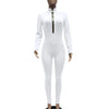 Women's Bodycon One-piece Jumpsuit Long Sleeved Big Zipper Female Casual Sport Workout Skinny Activity Wear Overalls Tops
