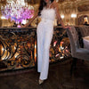 Women Jumpsuit Feather Tube Top Sexy Evening Party Jump Suits Sleeveless High-waisted Straight Playsuits Night Clubwear Overalls