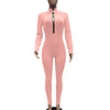 Women's Bodycon One-piece Jumpsuit Long Sleeved Big Zipper Female Casual Sport Workout Skinny Activity Wear Overalls Tops