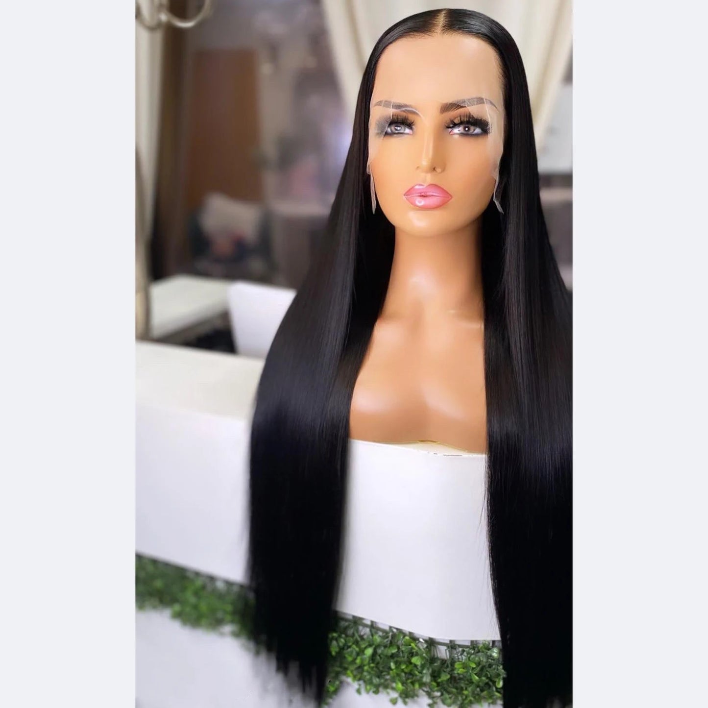 Ombre Blue Blonde Preplucked Long Lace Front Wig Straight 180%Density Hairline Glueless For Women Synthetic Fiber
