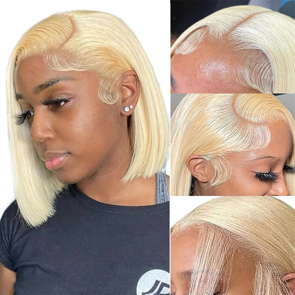 210% Density Vietname Super Double Drawn Bone Straight 13x4 Frontal Bob Wig with 100% Human Hair 613 Honey blond For Black Women