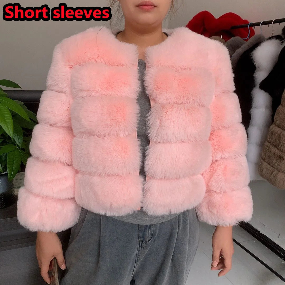 Damenmode Kunstpelzmantel superheiß Herbst Winter Damen kurze Kunstfuchsjacke flauschig hohe Qualität 7XL Damen Pelzmäntel