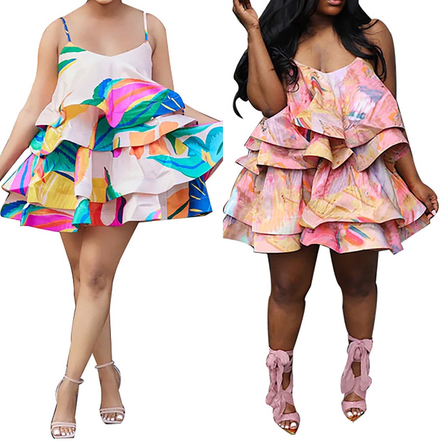 Outfits Dress Summer Sexy Floral Sling Dress Dresses For Woman Summer Clothing Layered Block Printe Suspender Dresses
