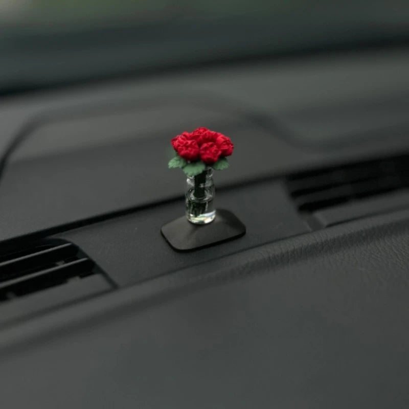 Dainty roses car center console window ornament mini cure car accessories ladies car personality beautiful interior ornaments
