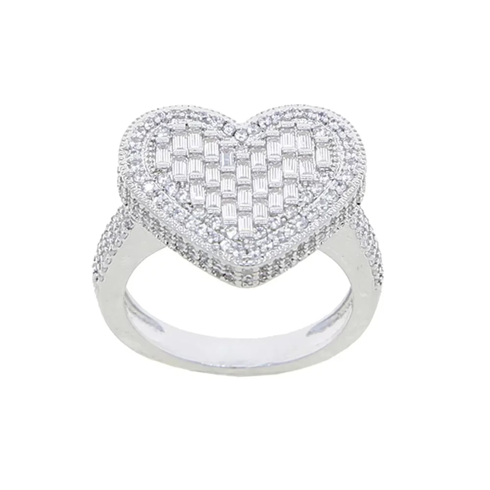 Full Micro Paved CZ Hollow Heart Ring High Quality Iced Out Bling Cubic Zirconia For Women Girlfriend Valentines Finger Jewelry
