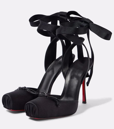 Ladies' New Summer Square Satin High-heeled Sandals with Ankle Straps, Fashionable Party and Banquet Ballet High-heeled Shoes