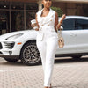 Business OL Work Wear Two Piece Pant Suits for Women Set Elegant Sleeveless Blazer Top + Pencil Pants Office Lady Matching Sets