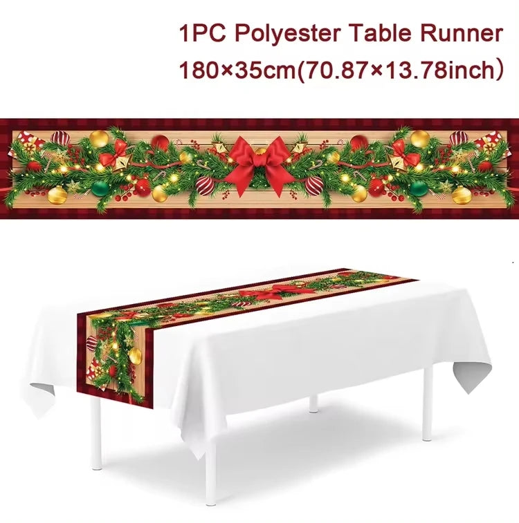 Christmas Table Runner Merry Christmas Decoration for Home Table 2024 Xmas Ornament Navidad Notal Noel Happy New Year Gifts 2025