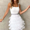 Women's Dresses New Tassel Sexy Low Cut Suspender Sleeveless Midi Party Dress 2024 Summer Fashion