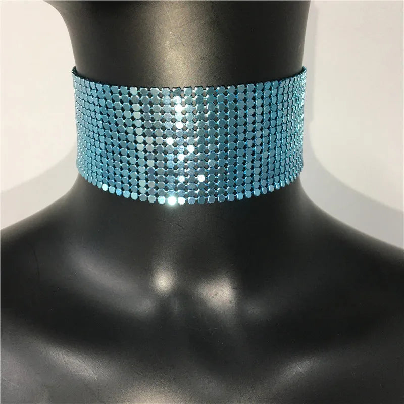 Fashion Metal Sequins Chokers Necklace Jewelry Women Statement Choker Wedding Necklace Jewelry Accessories For A Gift