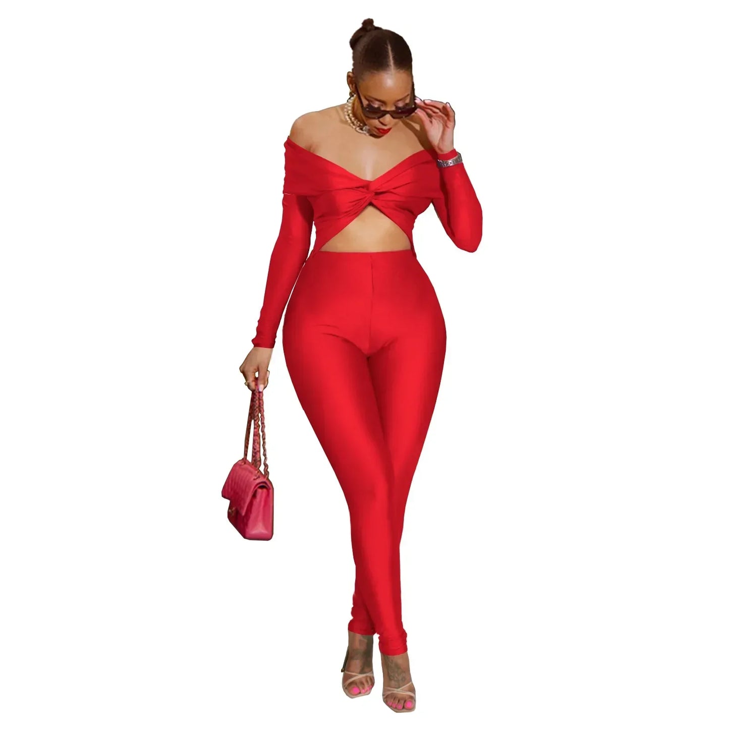 Leosoxs Women Hollow Out Sexy Party Clubwear Long Sleeve Jumpsuits 2024 Winter Autumn Slash Neck Crop One Piece Suit Rompers