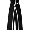 Wishyear Irregular Off Shoulder Sleeveless Strapless Jumpsuits Women Button Patchwork Wide Leg Pants Evening One Piece Outfits