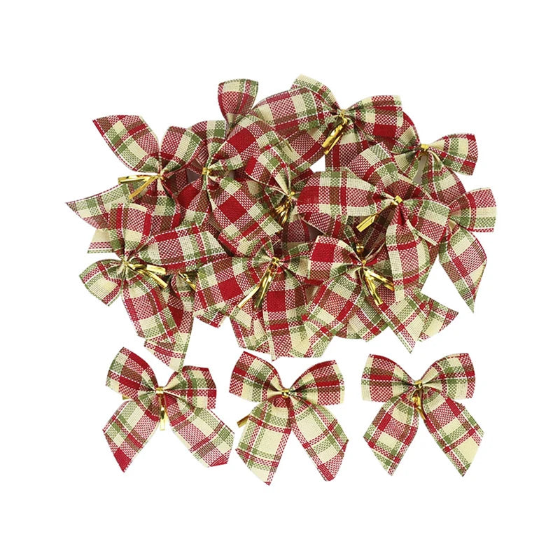 20/10pcs Linen Christmas Bow Decoration Christmas Tree Hanging Ornaments Bowknot For Xmas Wreath New Year 2024 Navidad Gifts Bow