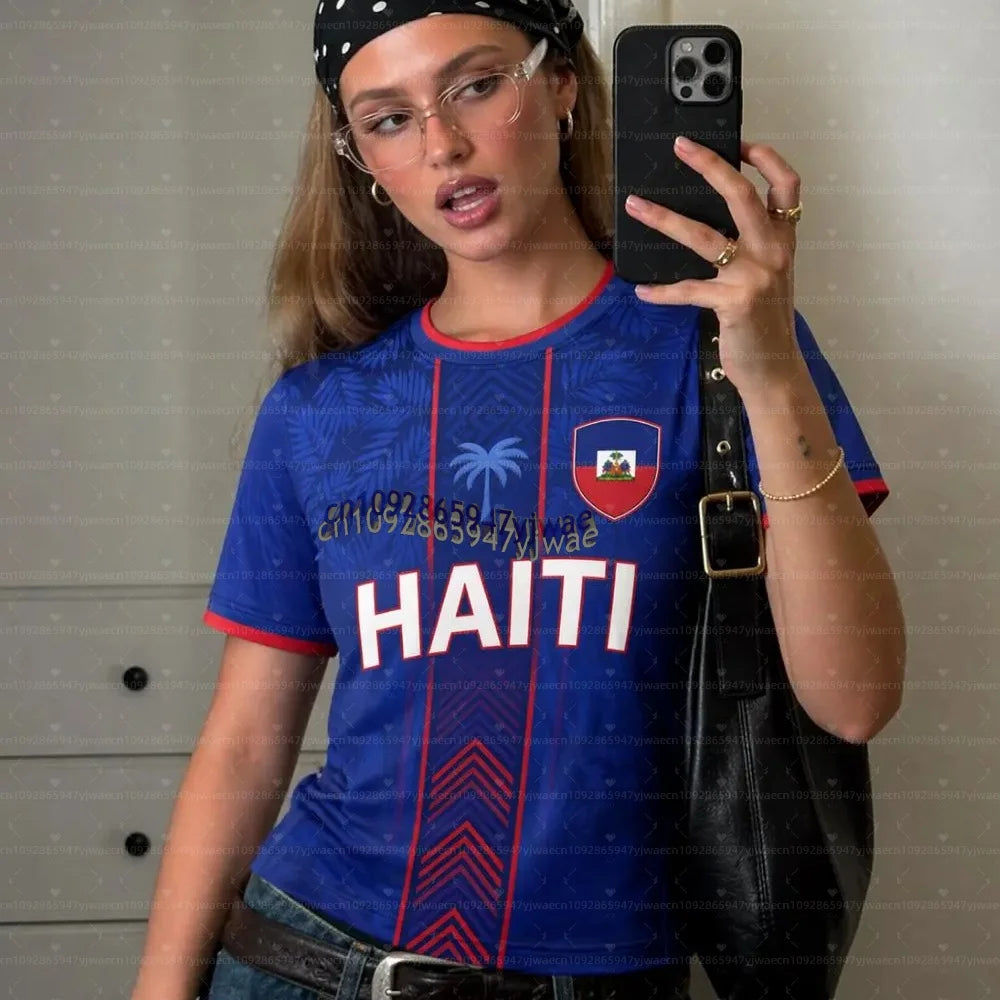 2026 Haiti Soccer Jersey Women Men Sports T-Shirts Plus Size sport casual Jerseys Unisex Graphic plus size T Shirts