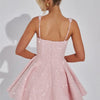 Mozision Sequins Bow Backless Sexy Mini Dress For Women Robe Fashion Square Collar Sleeveless High Waist A-line Club Dress