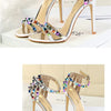 Summer Women Roman High Heels Rivets Studded Sandals Stiletto Gladiator Pumps Open Toe Luxury Shoes Hollow One-word Buckle 267-2
