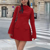 Dulzura Long Sleeves Zipper Bodycon Mini Dress With Pocket Solid Elegant Outfit Office Streetwear Women’S Autumn Winter Clothes
