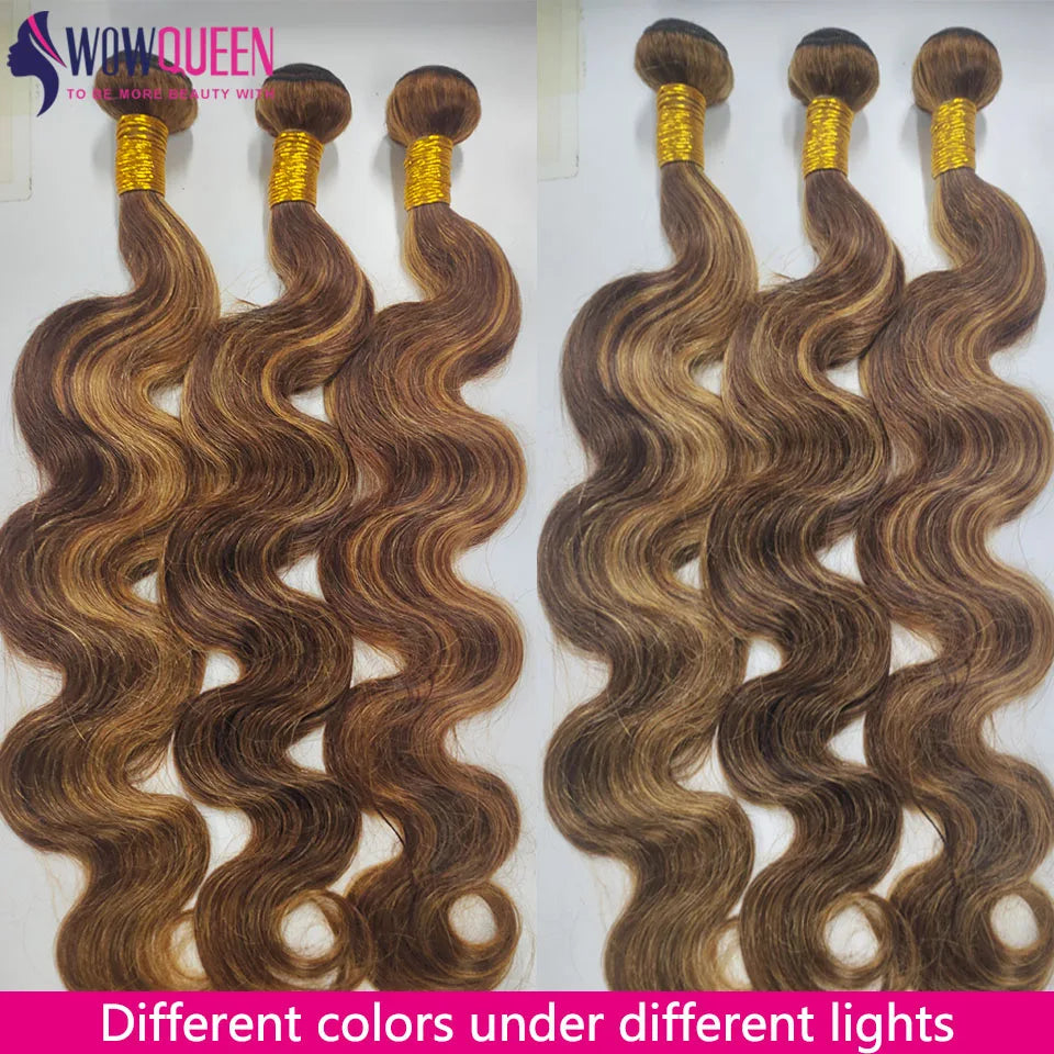 P4/27 Highlight Body Wave Bundles Brazilian Hair Weave Bundles Ombre Honey Brown Human Hair Bundles Remy Hair Extensions