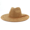 Suede Top Hat 9.5cm Wide Brim Fedora Hat Men Women Autumn Winter Felt Jazz Hats Classic Church Fedoras Chapeau Sombrero Mujer
