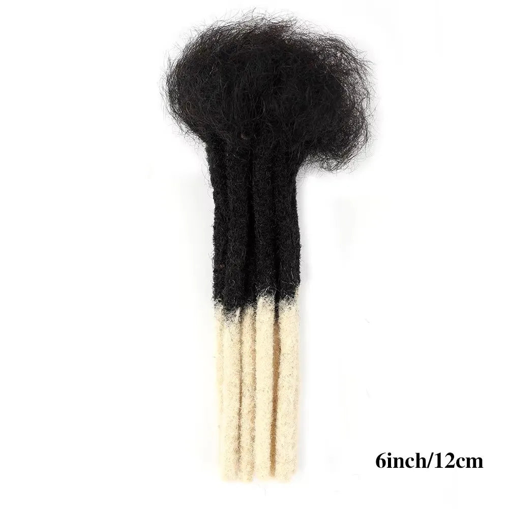 0.6cm Thickness 6-24 Inches 10 Stands Pacs Dreadlocks Human Hair Extensions for Women Ombre Brown Loc Extension can be Dyed