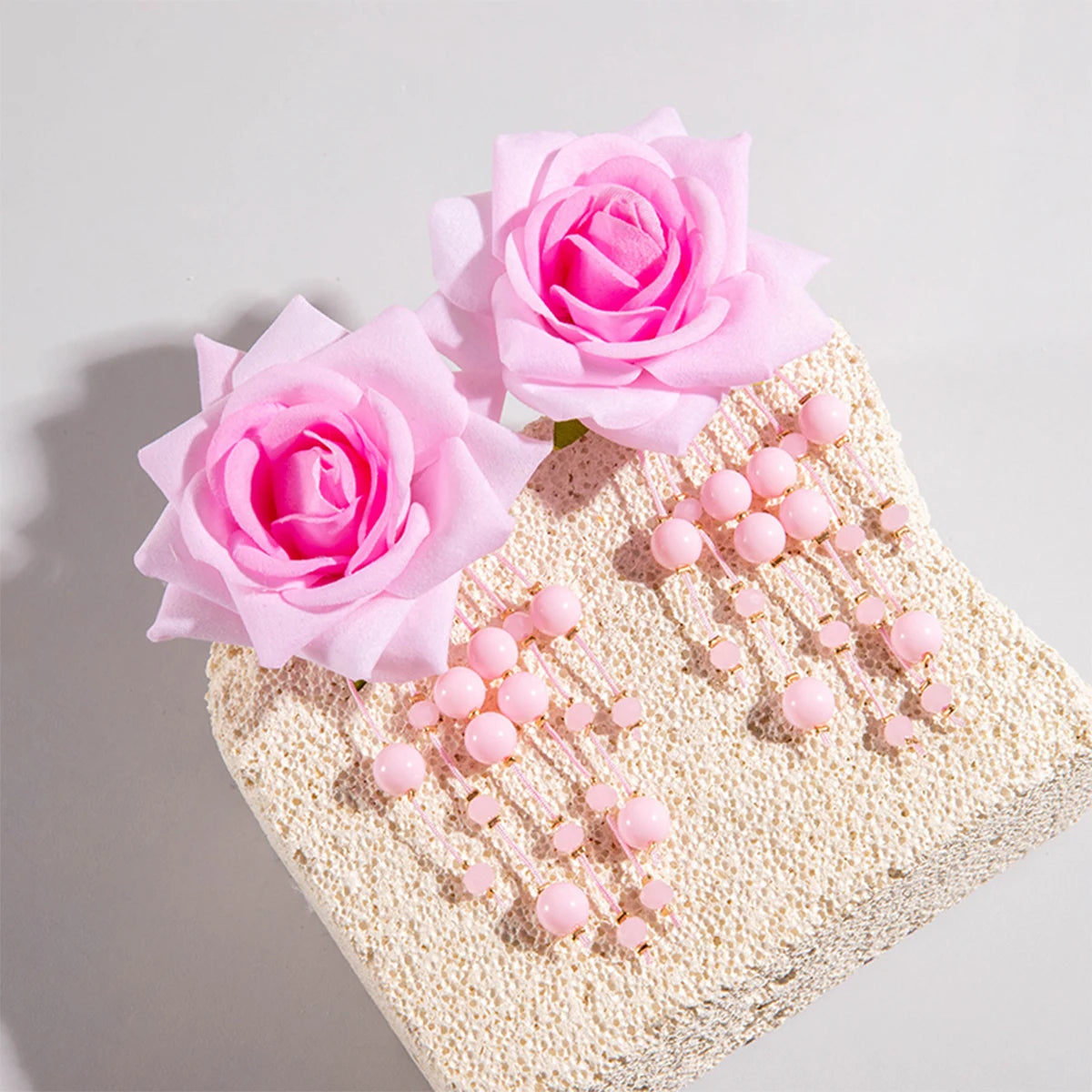 Tocona Bohemia for Women Long Tassel Earrings Multicolor Rose Flower Pendant  Earrings Exquisite Party Jewelry Accessories