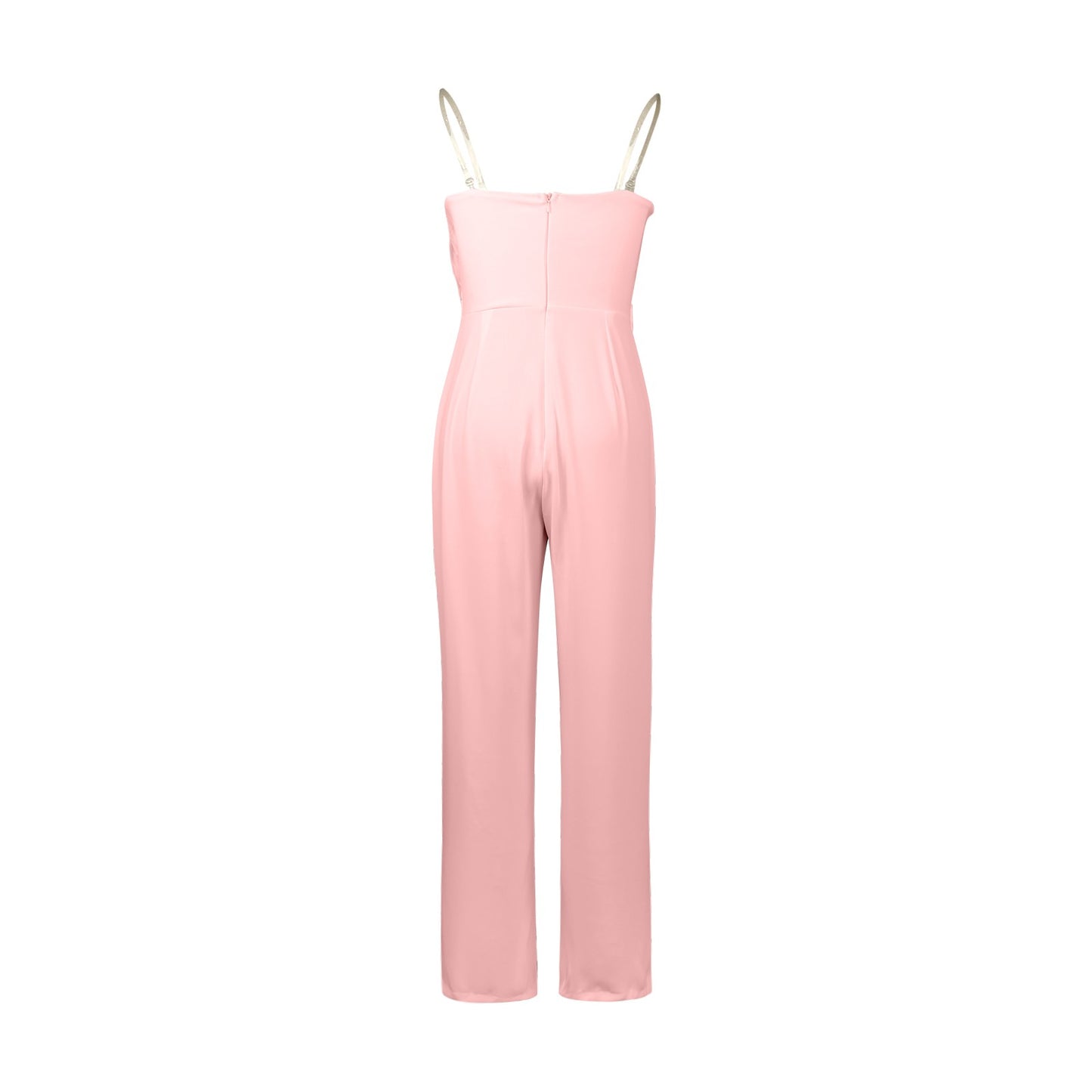 Women Jumpsuit Feather Tube Top Sexy Evening Party Jump Suits Sleeveless High-waisted Straight Playsuits Night Clubwear Overalls