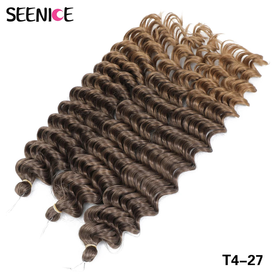 Deep Wavy Twist Synthetic Crochet Hair Afro Curly Hair African Crochet Braids Ombre Blonde Braiding Hair Extensions For Women