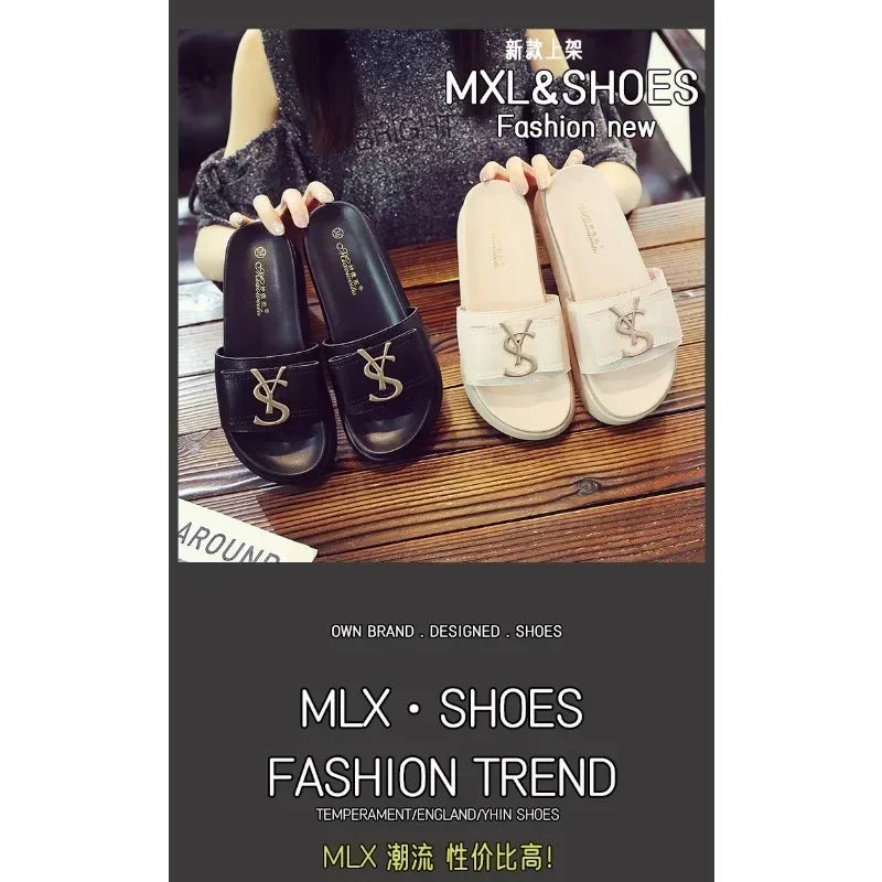 Slippers Summer Shoes Women Platform Design Slides Fashion Letters Ladies Shoes Casual Slipper Indoor Non-slip Slippers Sandals