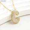 SUNSLL Cubic Zircon A-Z 26 Bubble Letter Necklace 2 Sizes Gold Plated M Chunky Balloon Initials Pendant Women Chain Jewelry 2024