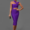 Bandage Dresses for Women 2022 Purple Bodycon Dress Evening Party Elegant Sexy Cut Out Midi Birthday Club Outfit Summer New