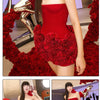 VC Christmas Dress Strapless Backless Red Structured Floral Embellished Mini Length Bodycon Celebrity Party Cocktail Dress