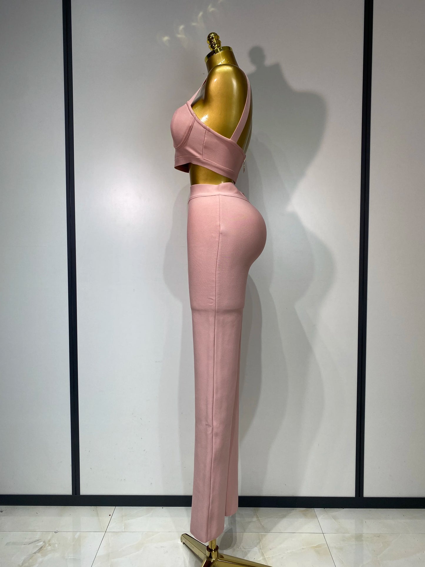 High Quality Elegant Bandage Top Pant Set Women Sexy Evening Party Nightclub Luxury Birthday High Street Fashion Two Piece Set