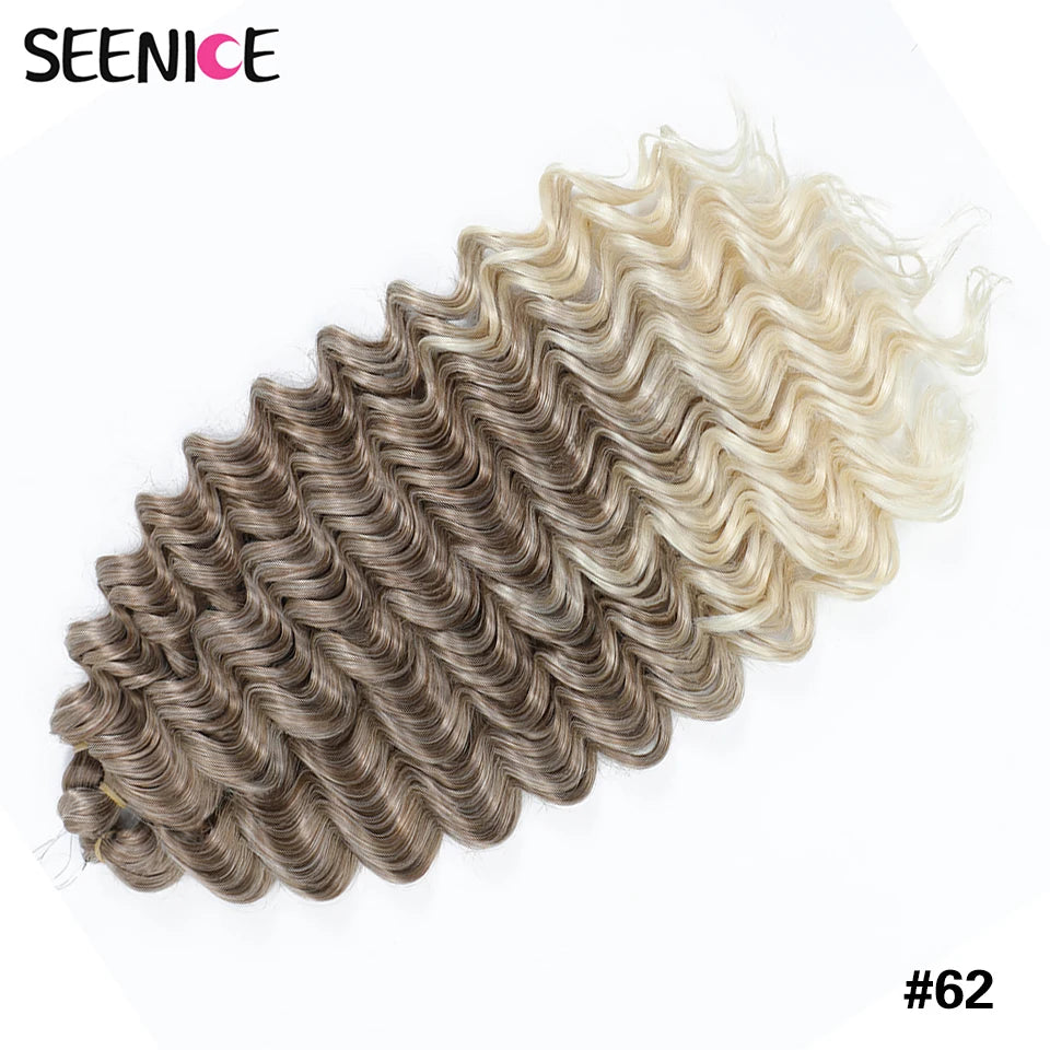 Deep Wavy Twist Synthetic Crochet Hair Afro Curly Hair African Crochet Braids Ombre Blonde Braiding Hair Extensions For Women