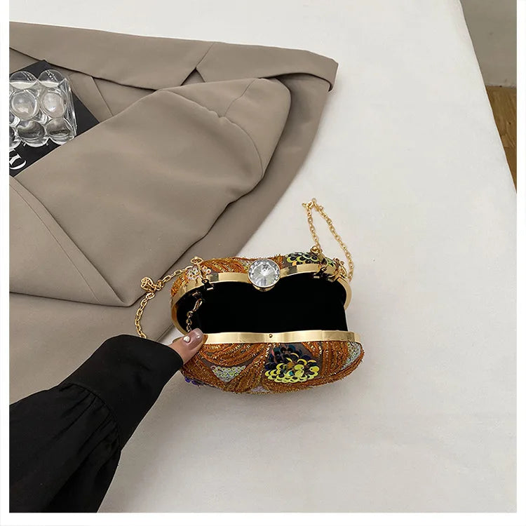 Luxury Gold Clutch Bags for Women 2025 Party Bags Evening Purse Designer Crossbody Bag New in Handbag Ladies hand bag sac femme