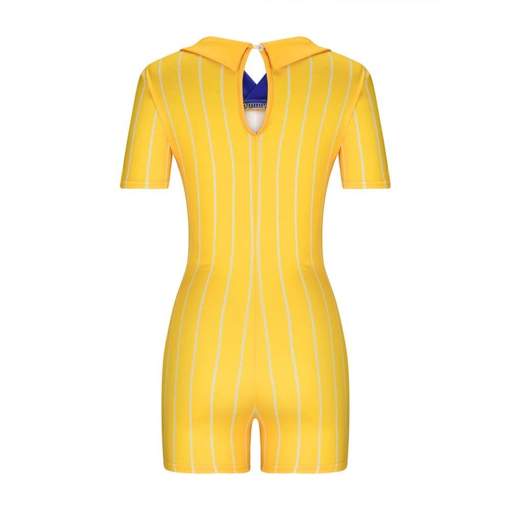 Women's V Neck Casual Jumpsuit One Piece Tight Short Rompers Sports Clothes Baseball Letter Print Summer Outfit New Fashion 2023