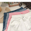 ITOOLIN Women Vintage Tassels Denim Shorts Button Loose High Waist A-line Jean Shorts Casual Women Office Trousers Streetwear