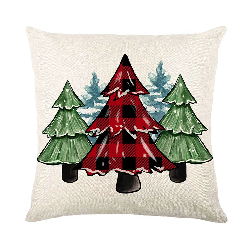 Linen Christmas Pillow Cover Snowman Elk Pillow Case 2024 Christmas Decoration for Home New Year Sofa Car Cushion Cover 45x45cm