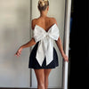 Women Sexy Backless Short Dress Fashion Sleeveless Big Bow Mini  Dress Lady Evening Party Dress 2025 Summer New Women's Clothing