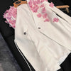 TWOTWINSTYLE Sweet Spliced Appliques Blazers For Women V Neck Long Sleeve Spring Temperament Coat Female Fashion New KJA533232