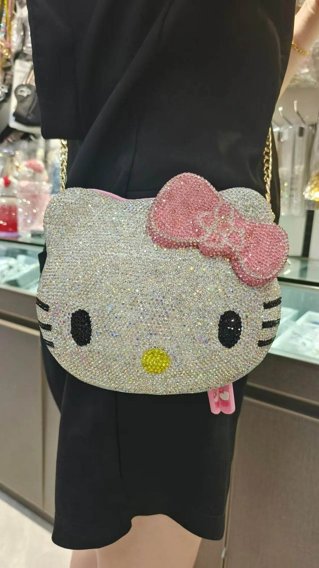 Hello Kitty Diamond Bag Sanrio Cute Cartoon lipstick bag  Fashion Girl Messenger Bag Handmade Diamond Inlaid Handbag Girl Gifts