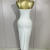 Sexy Backless Sparkly Crystal Diamonds White Bodycon Bandage Dress Women Celebrity Elegant Evening Club Party Birthday Dresses