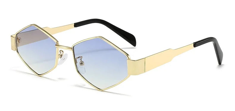 Polygonal Luxury Sunglasses Women Brand Fashion Rhombus Sun Glasses Woman 2024 Retro Vintage Metal Diamond Shades Eyewear