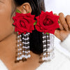 Tocona Bohemia for Women Long Tassel Earrings Multicolor Rose Flower Pendant  Earrings Exquisite Party Jewelry Accessories