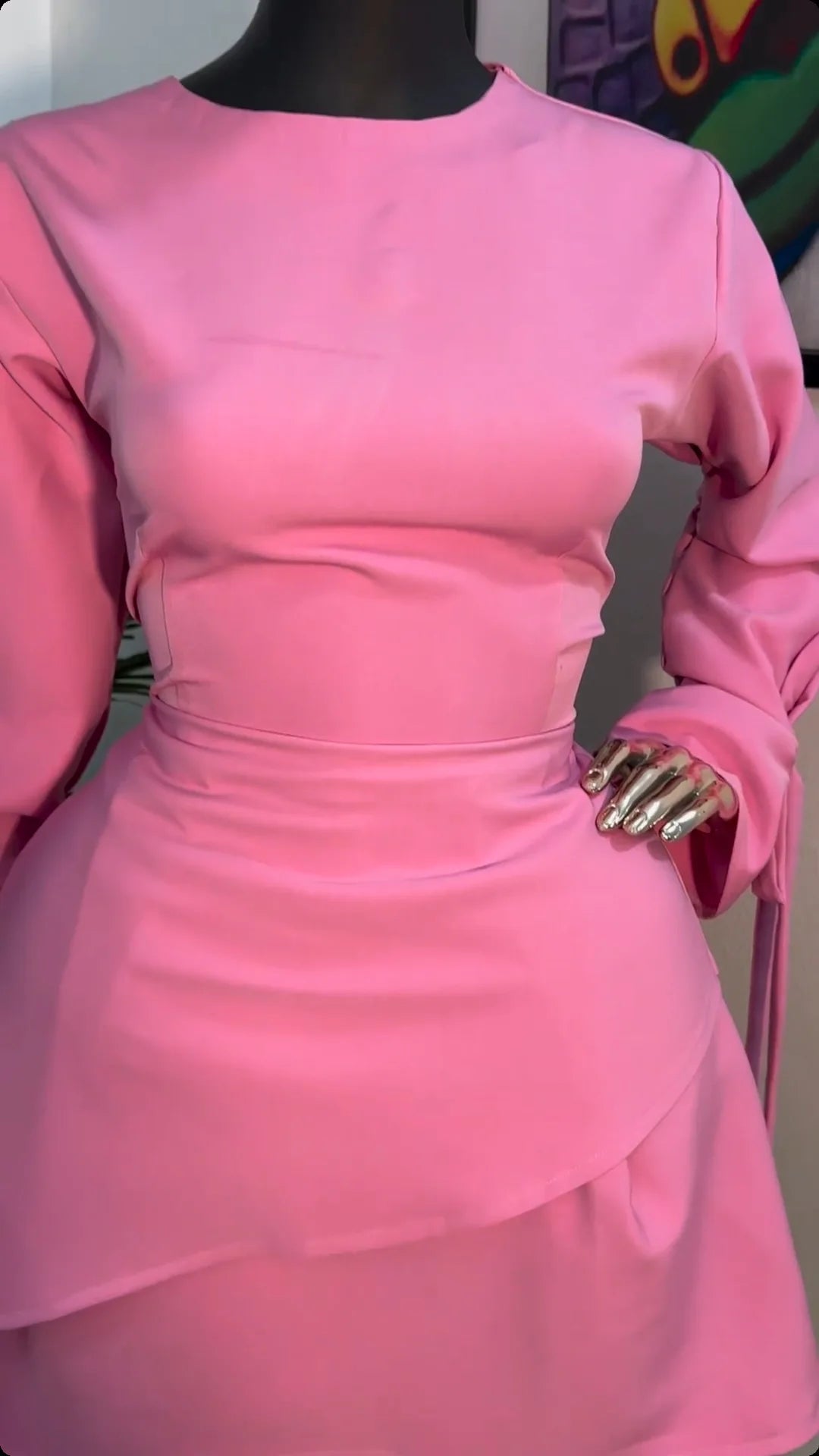 CM.YAYA Women Tie Up Bow Long Sleeve O-neck Mini Dress 2025 Birthday Holiday Sexy Club Party Evening High Street A-Line Dresses