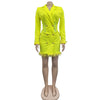FANAN Elegant Women Double Breasted Tassel Hem and Long Sleeve Notched Collar Lace Waist Patchwork Blazer Dress Vestidos 2022