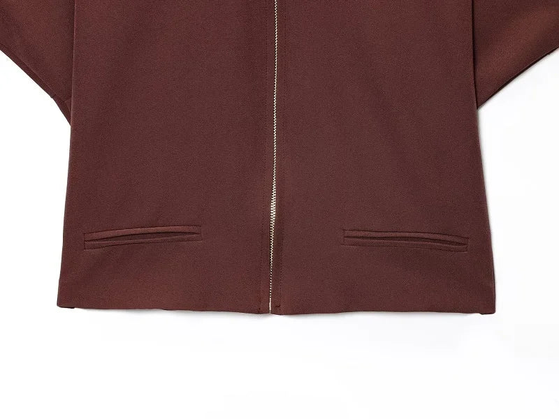 MUJER Women's Cropped Jacket Short Sleeve Varsity Jackets for Women Summer Zip up New in Coats and Jackets Holiday Outerwears