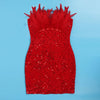 Women Dress Strapless Dresses Sexy Mid Length Vestidos Slim Fit Off Shoulder Sleeveless Elegant Splice Feather Hip Wrap
