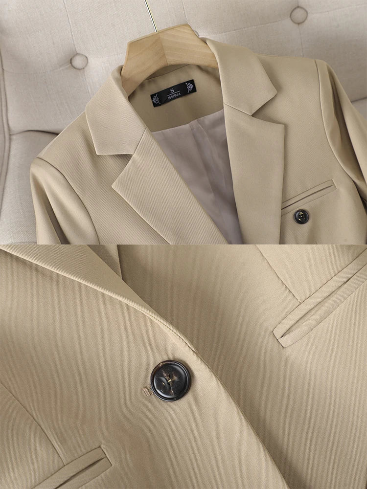 High Quality Long Sleeve Female Blazer Women Blue Coffee Khaki Single Button Slim Jacket Ladies Business Work Wear Formal Coat